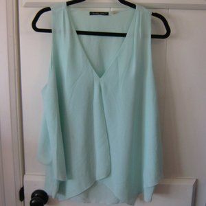 Mint Green Sheer Black Tape Blouse